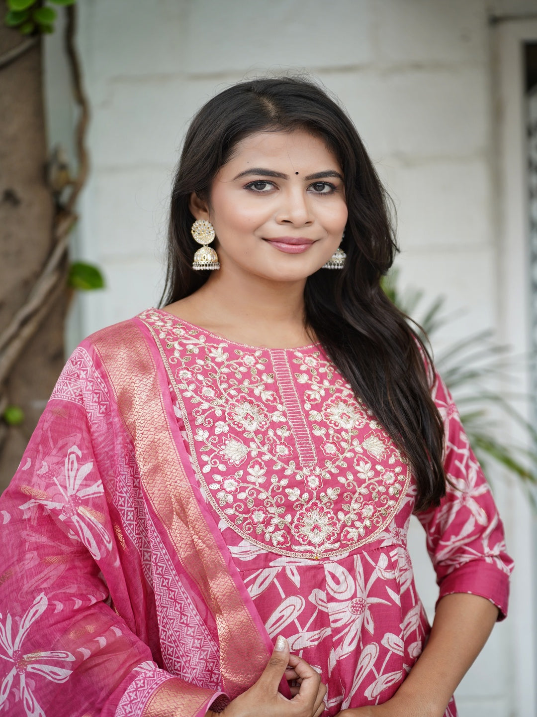 Pink Embroidered Anarkali Vatican Suit Set