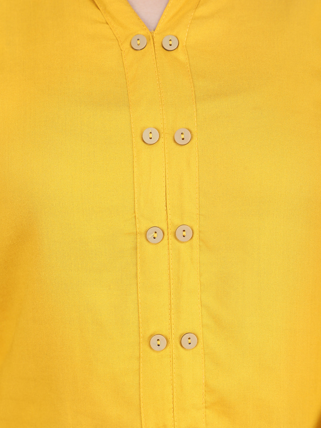 Yellow Solid Straight-Fit Rayon Top