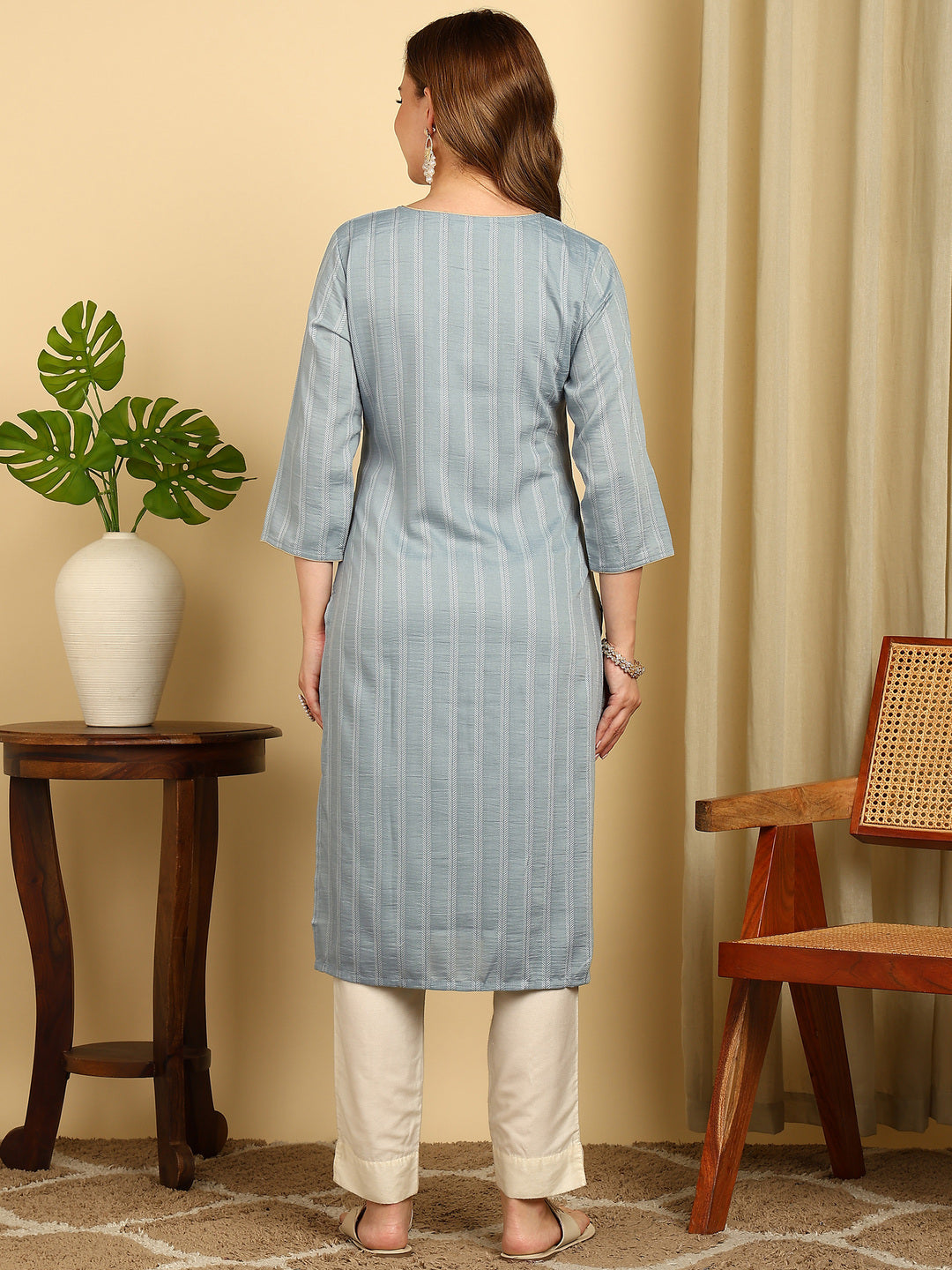 Embroidered Dark Green PolySilk Straight Kurta