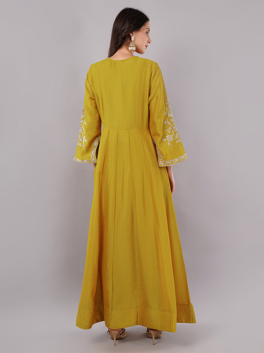 dhartii Opulent Yellow Intricate Embroidered Floor Length Anarkali Set with Scallopped Dupatta (2 Piece Set)