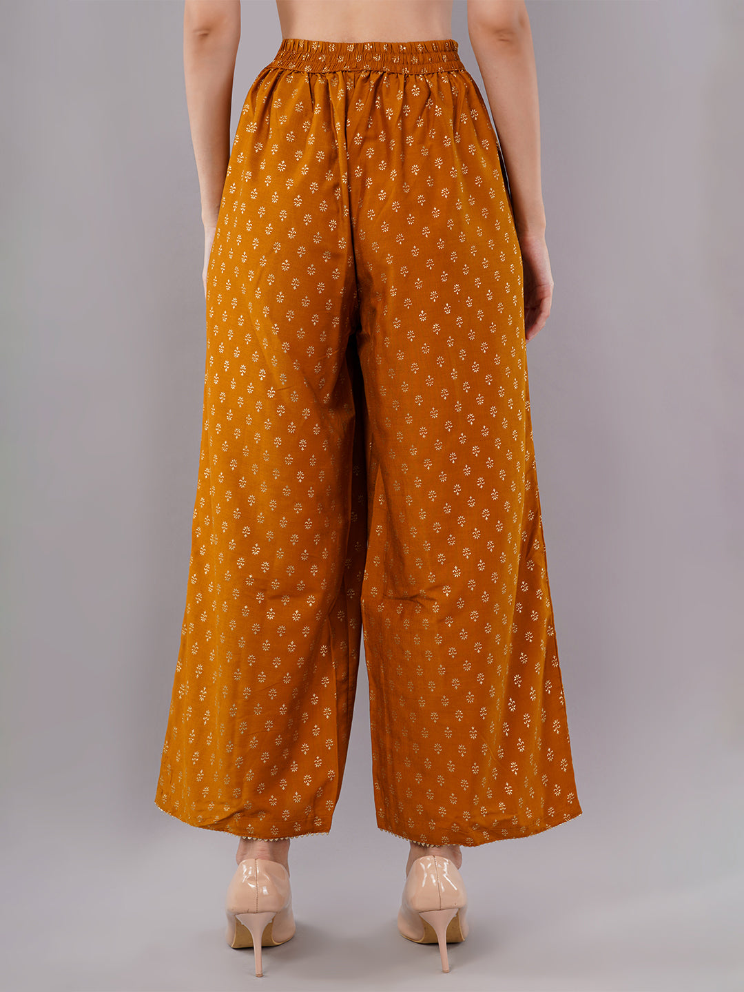 dhartii Festive Ready Mustard Modern Anarkali Set with Chiffon Dupatta and Palazzo (3 Piece Set)