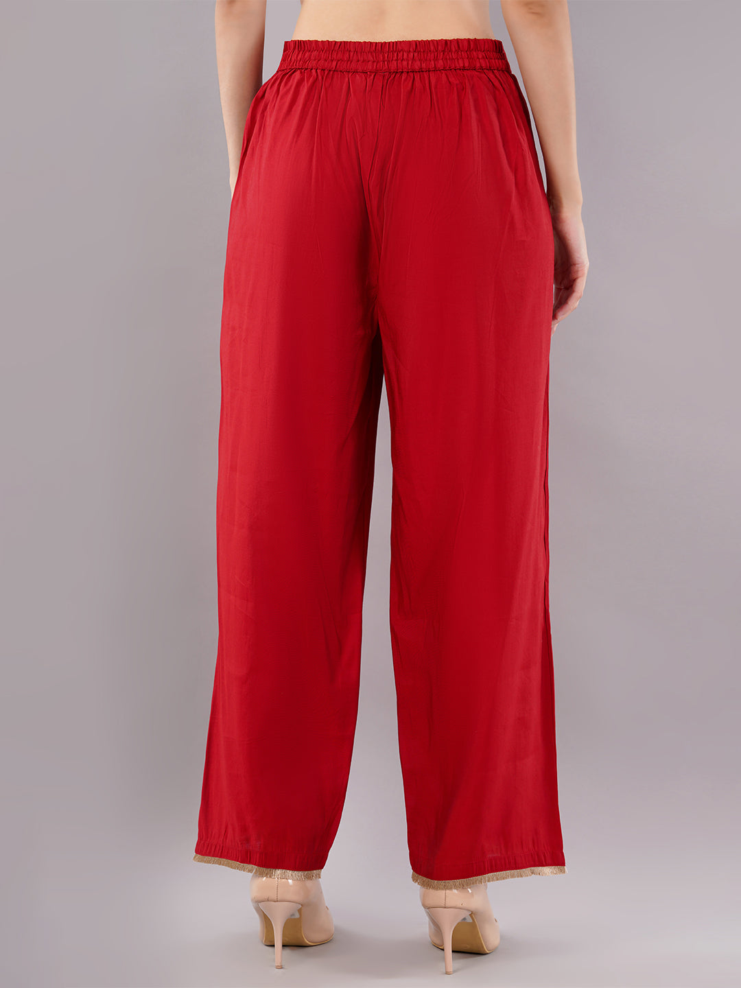 dhartii Festive Ready Modern A-Line Embroidered Sleeves Suit Set with Organza Dupatta and Palazzo (3 Piece Set)