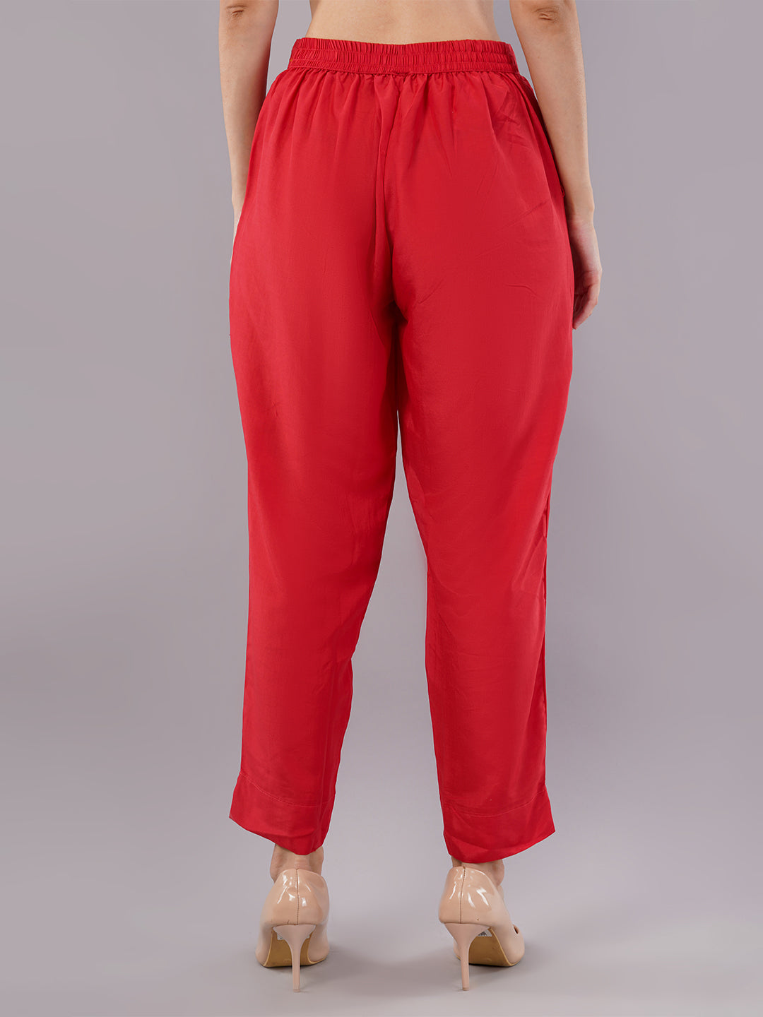 dhartii Fashionable High Low Hem Floral Printed Suit Set with Chiffon Dupatta and Pants (3 Piece Set)