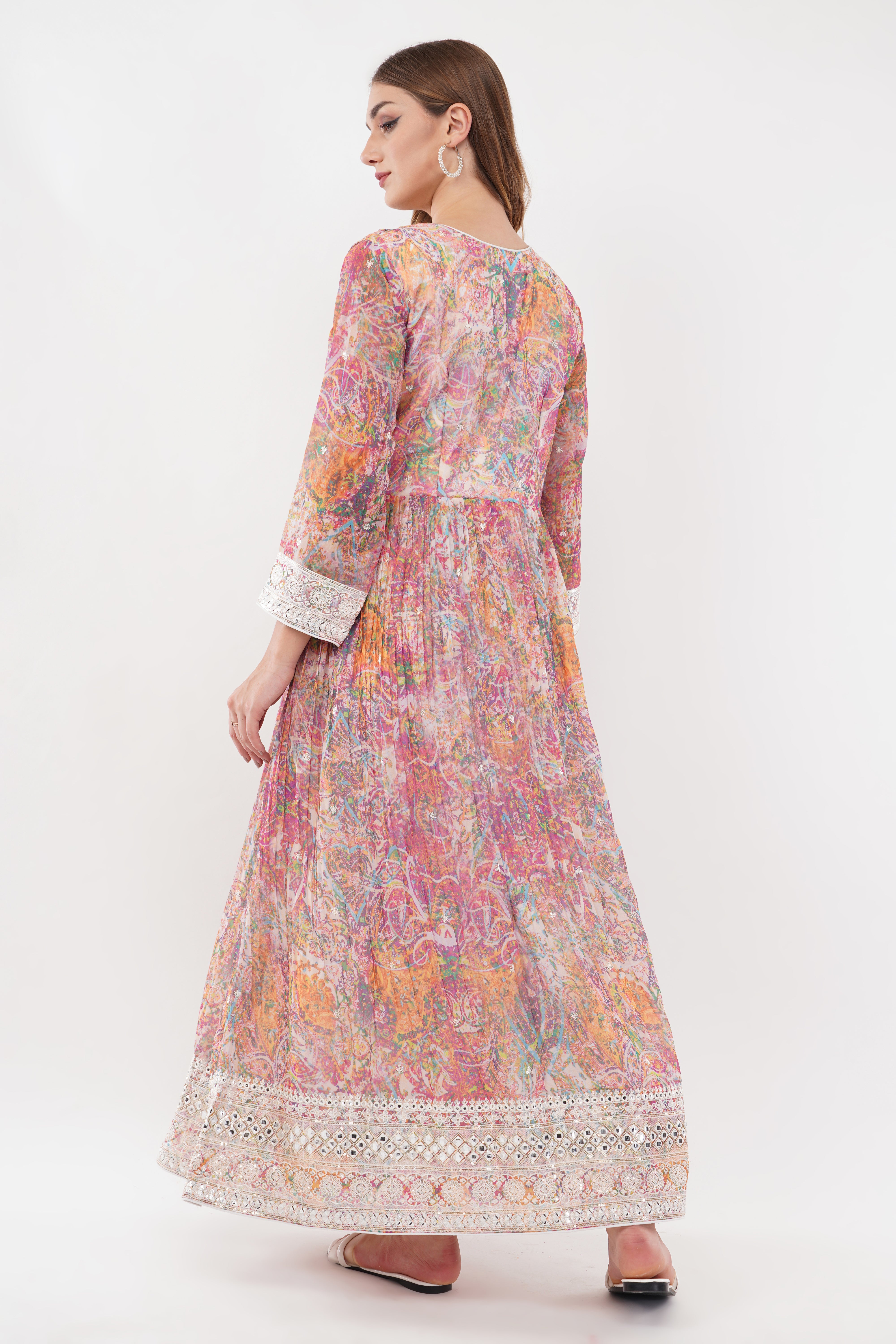Multi-Color Printed Anarkali Gown - Set Of 2