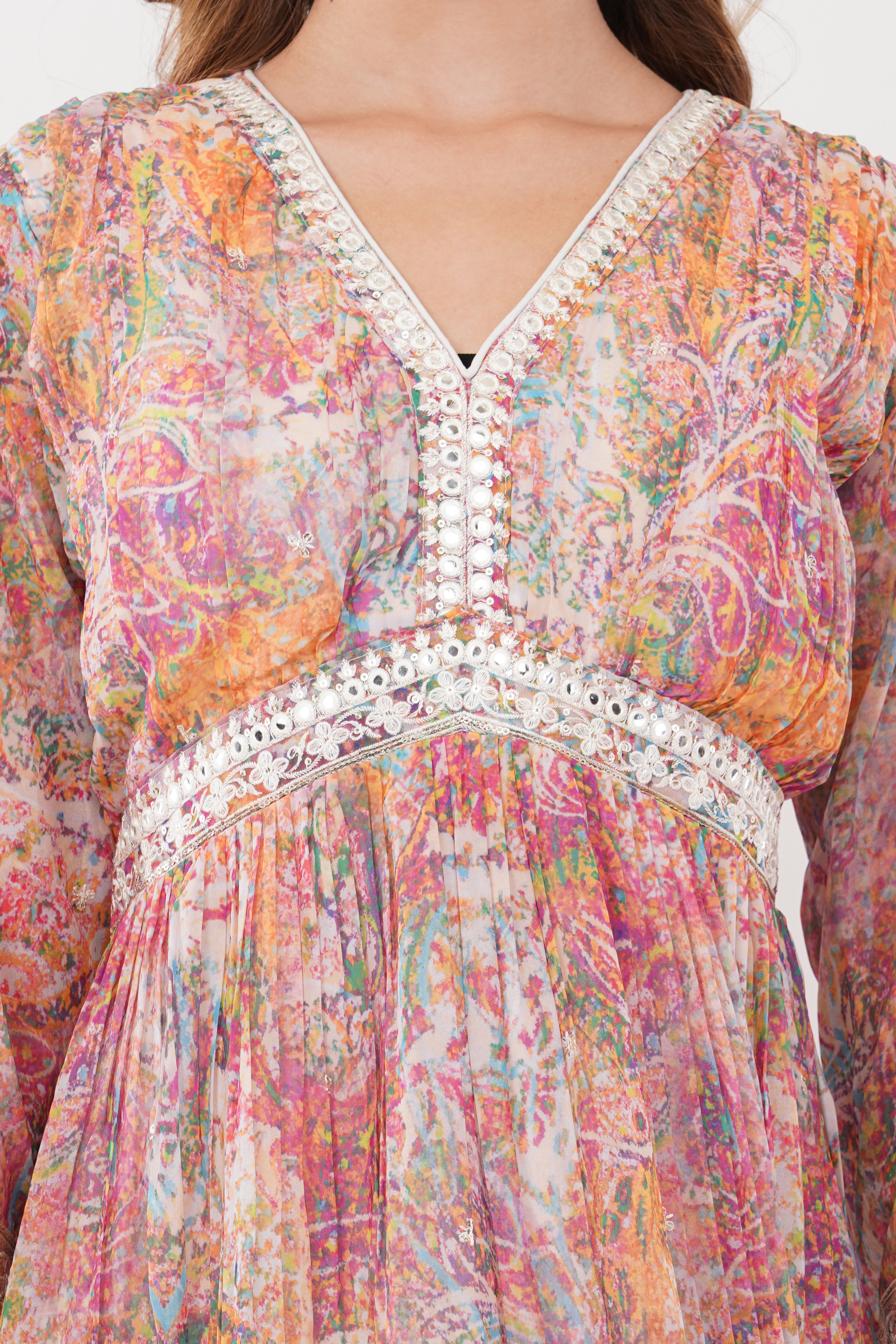 Multi-Color Printed Anarkali Gown - Set Of 2