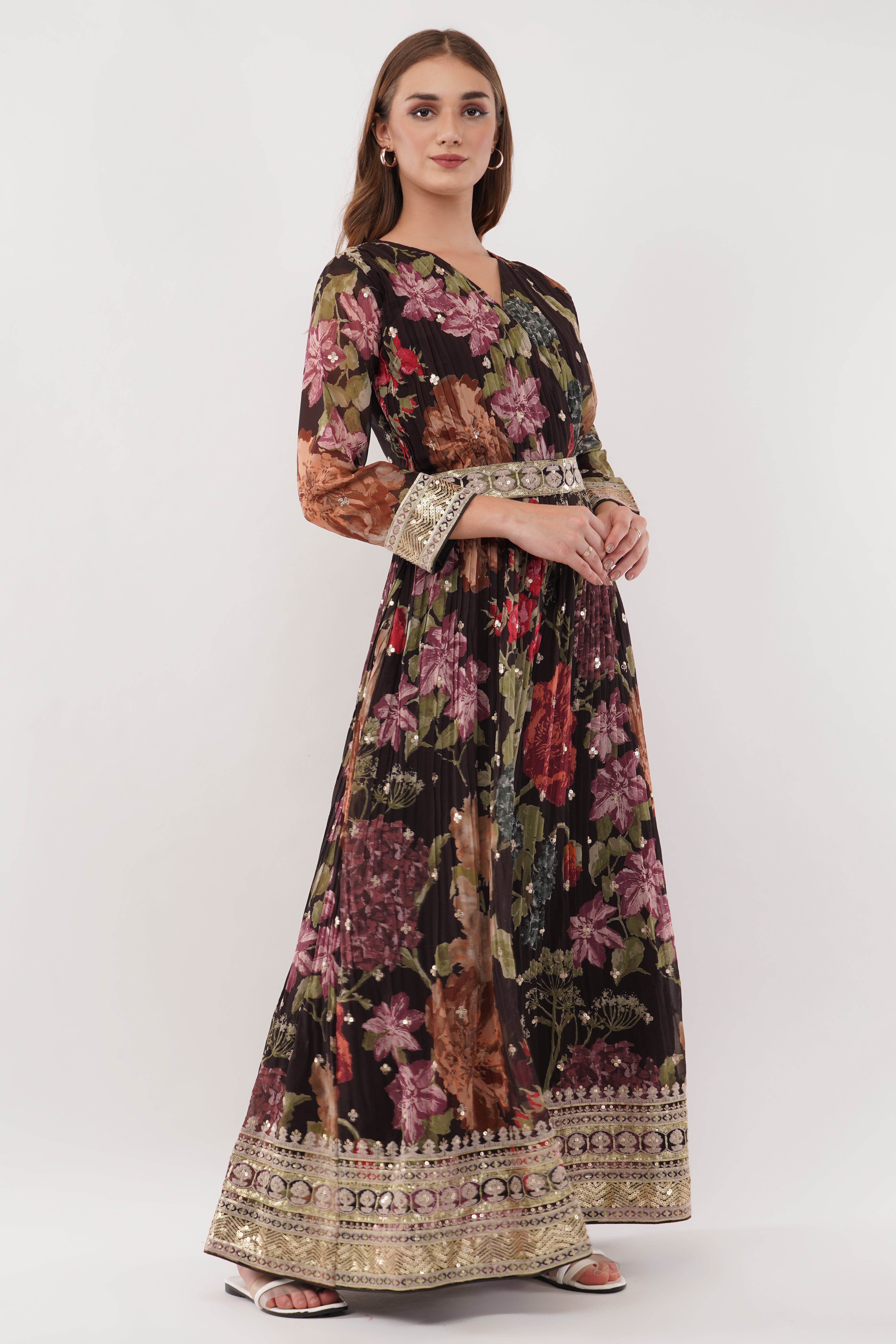 Multi-Color Printed Anarkali Gown - Set Of 2