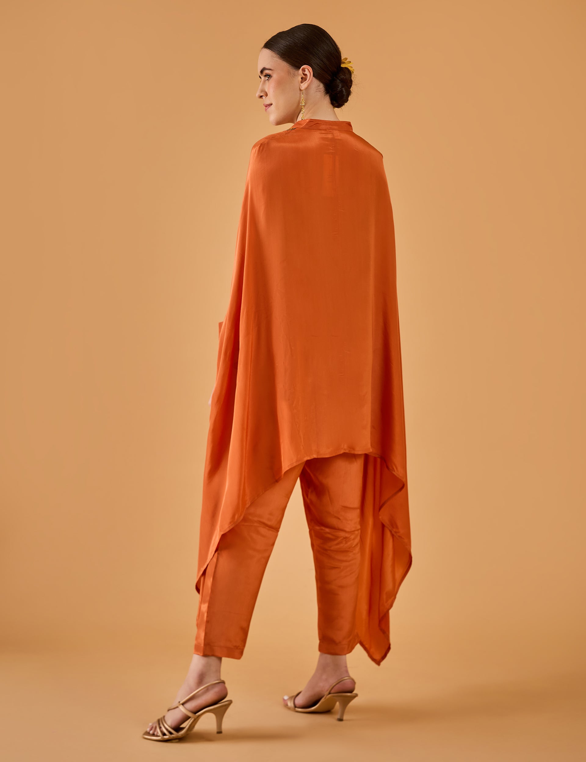 dhartii Orange Gleam Satin Co-Ord Set