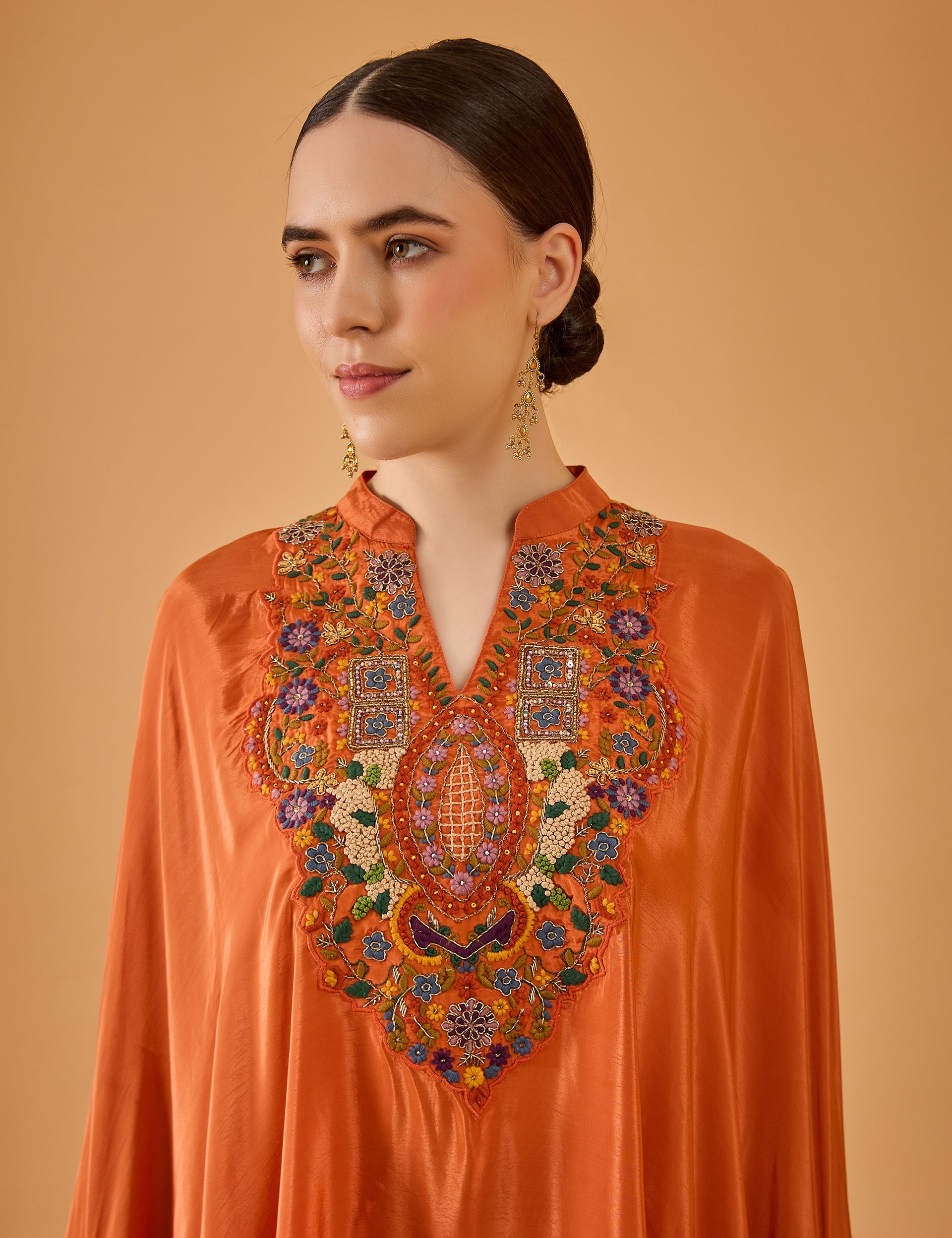 dhartii Orange Gleam Satin Co-Ord Set