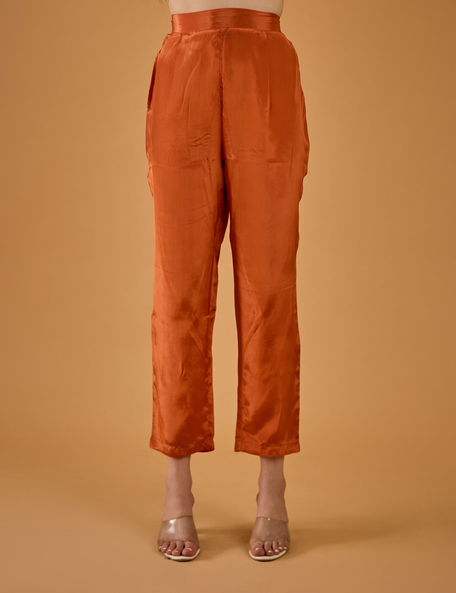 dhartii Orange Gleam Satin Co-Ord Set
