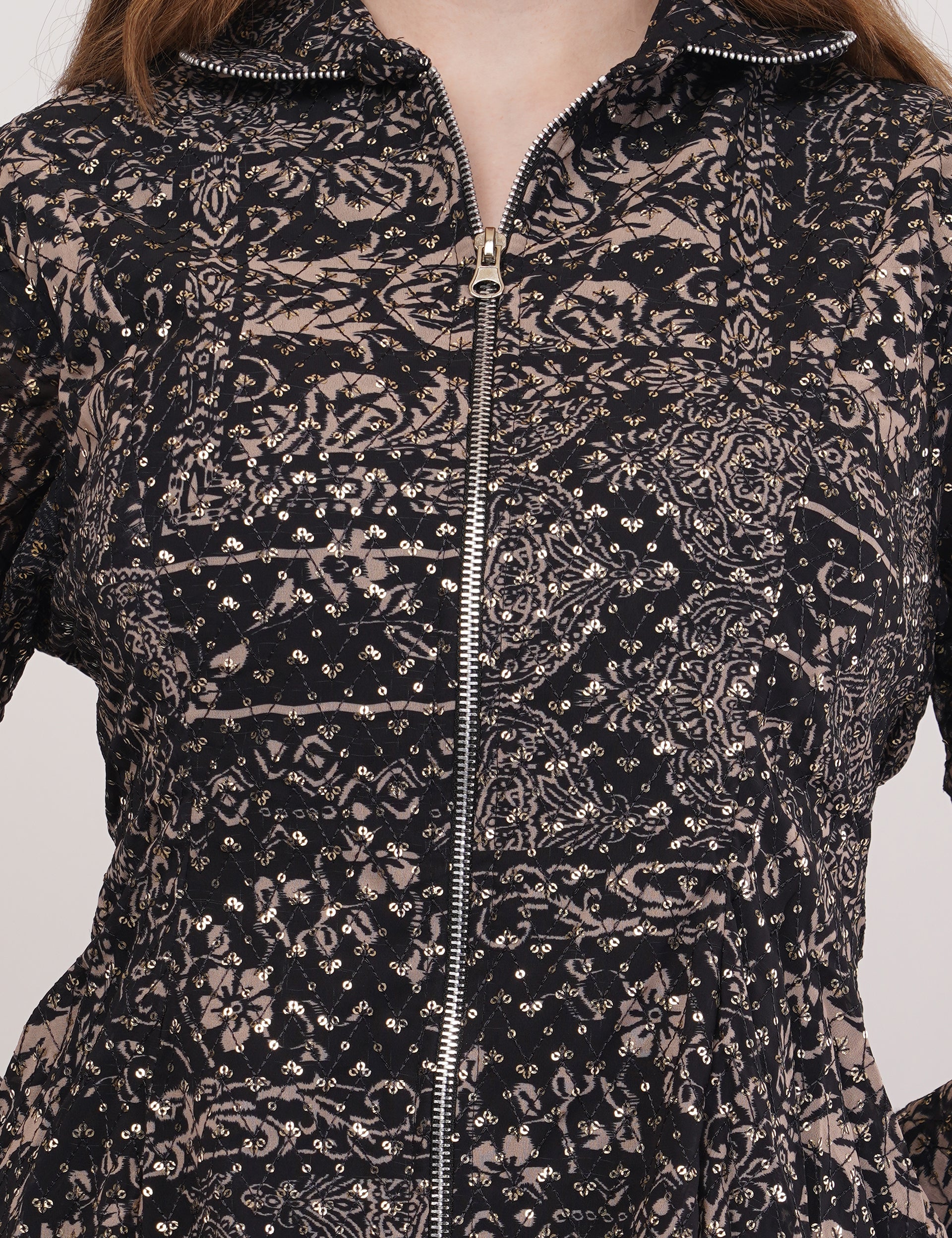 Black Georgette Fabric Printed Co-ord Set - Set of 2