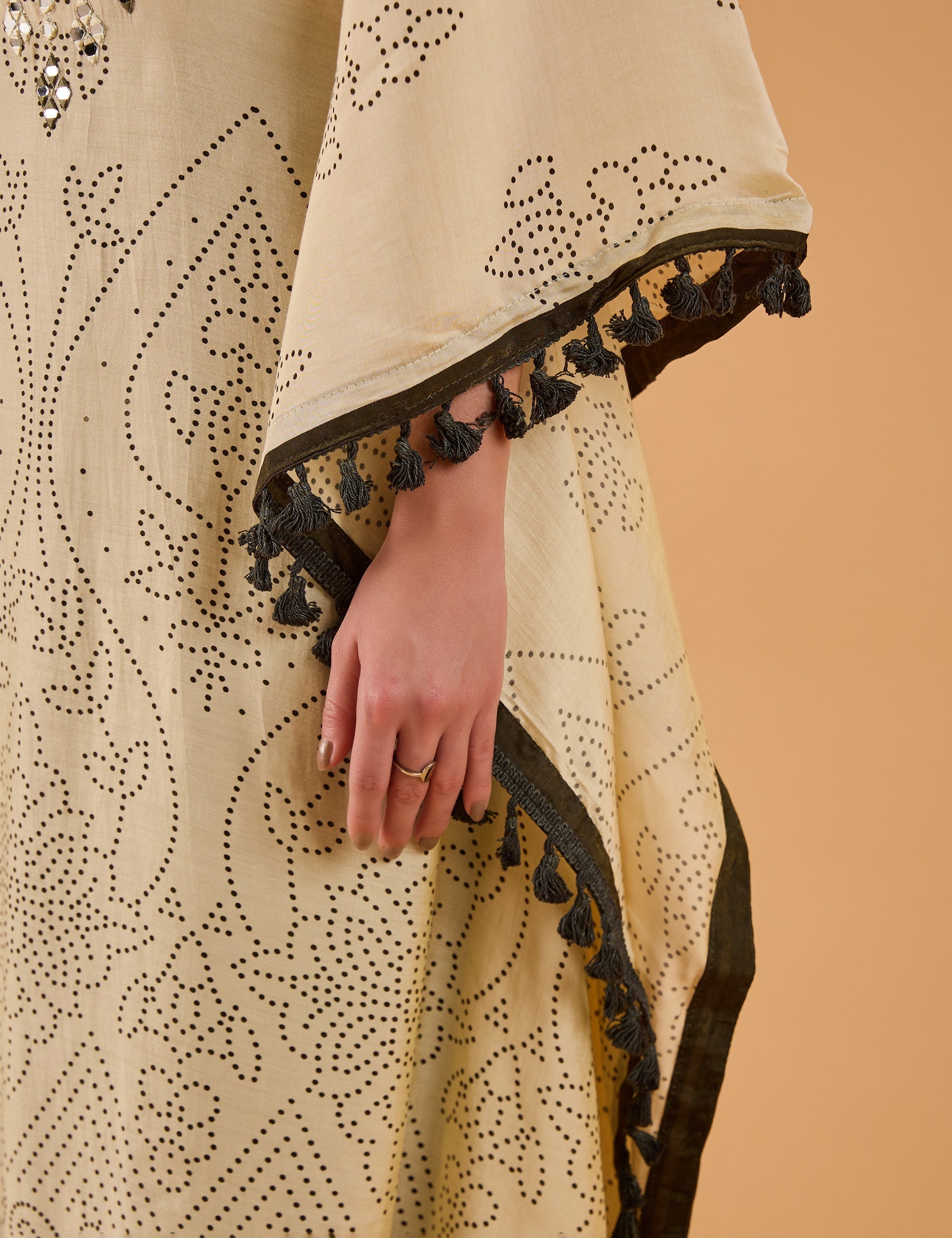 dhartii Off-White Ethnic Print Silk Fusion Kaftan