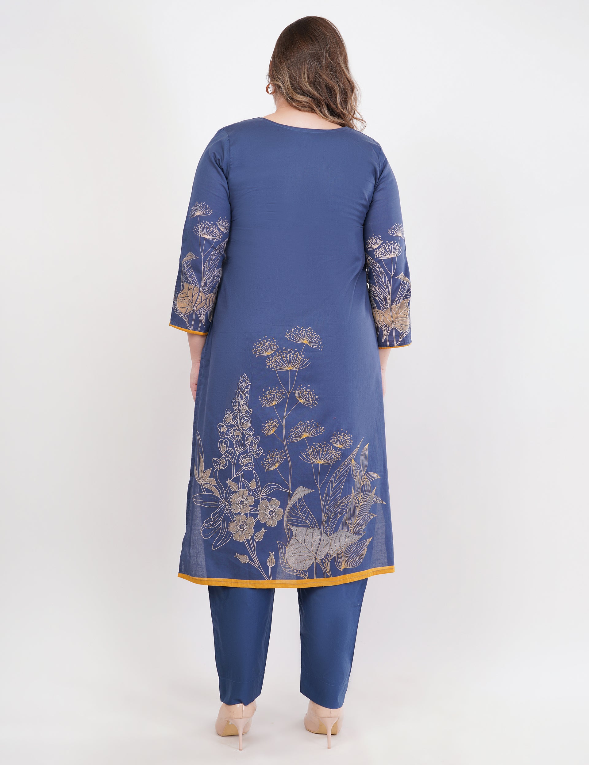 Printed & Embroidered Blue Suit Set - Set Of 3