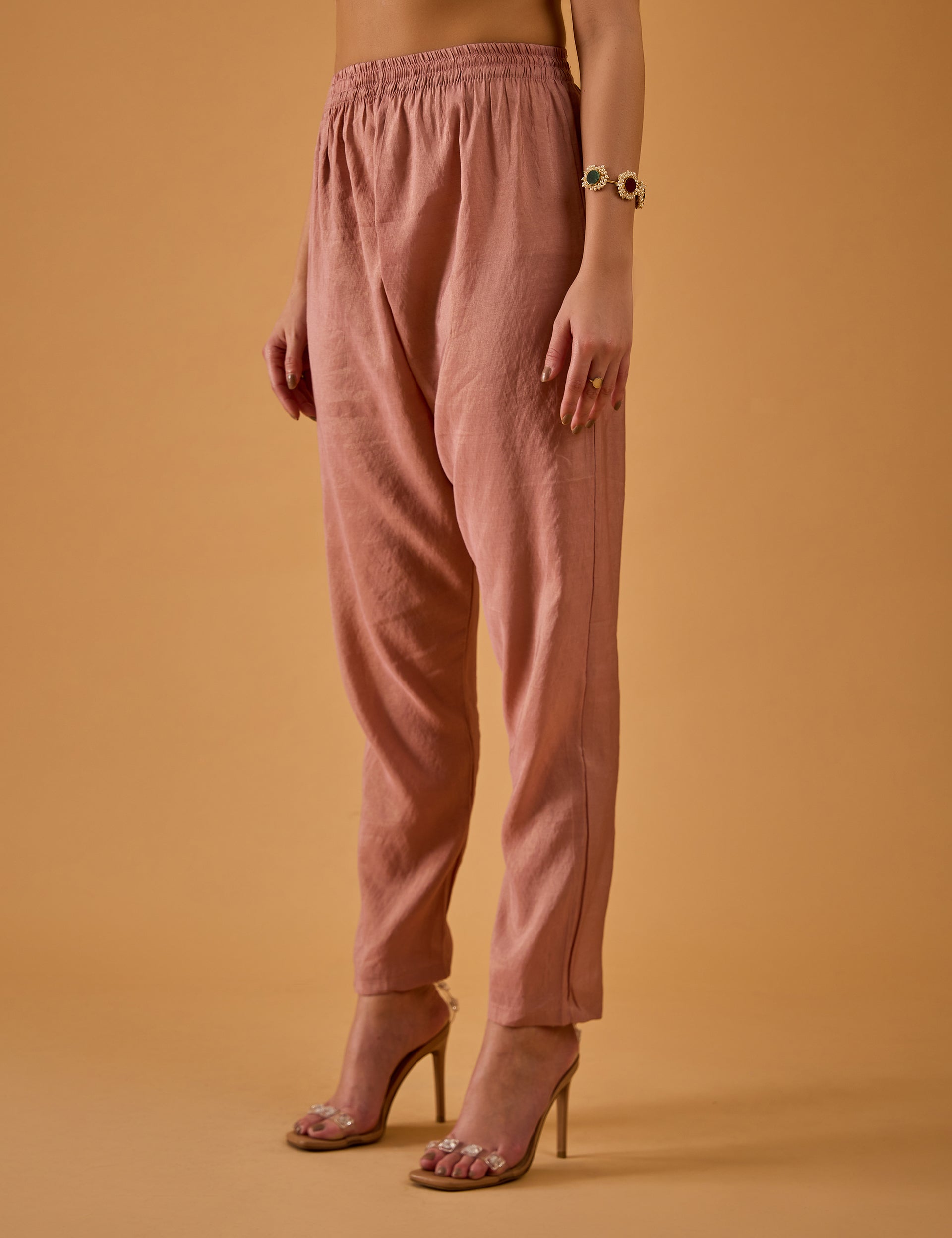 dhartii Peachy Pink Embroidered Silk Blend Kurta set