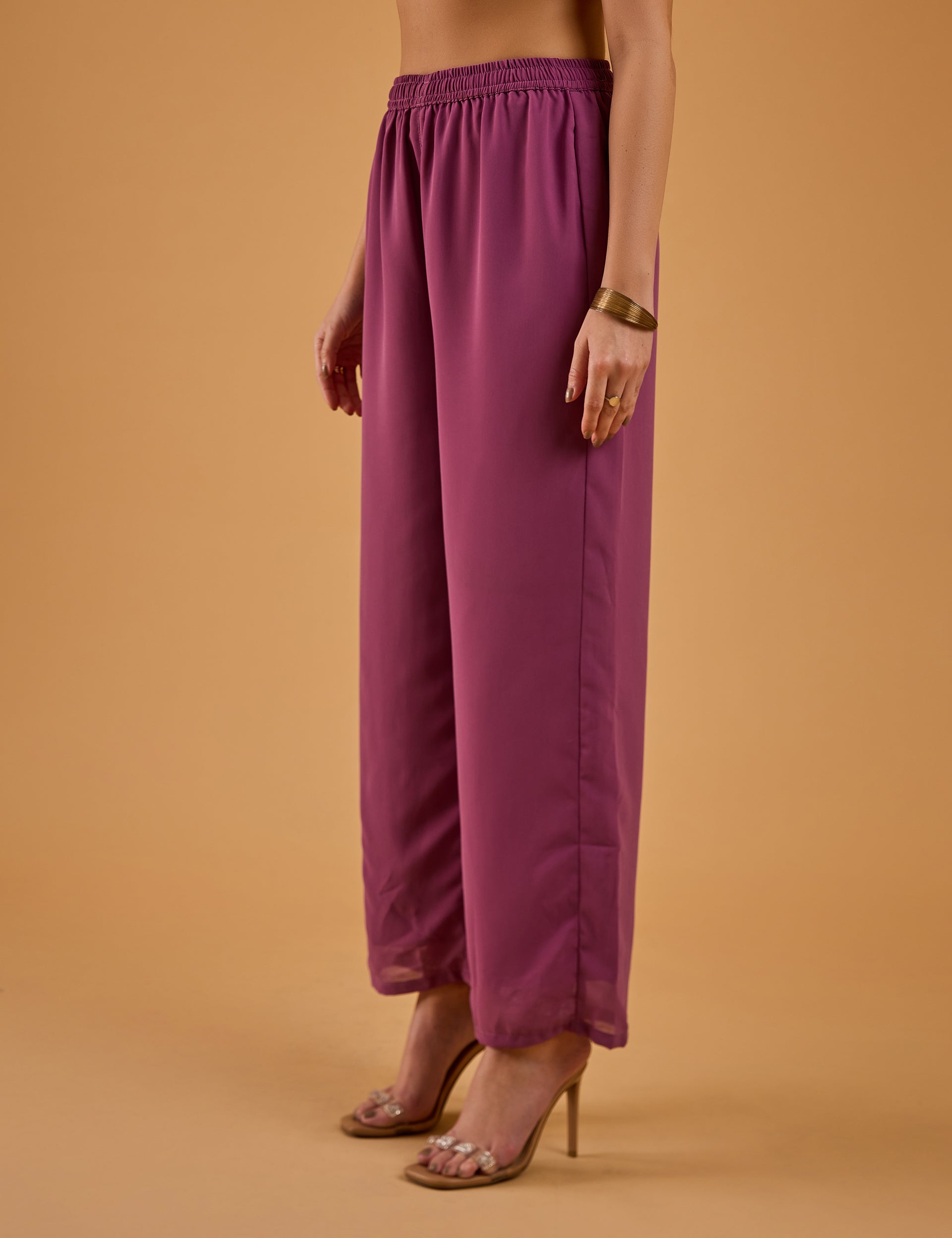 dhartii Solid Purple Embroidered Georgette Suit Set
