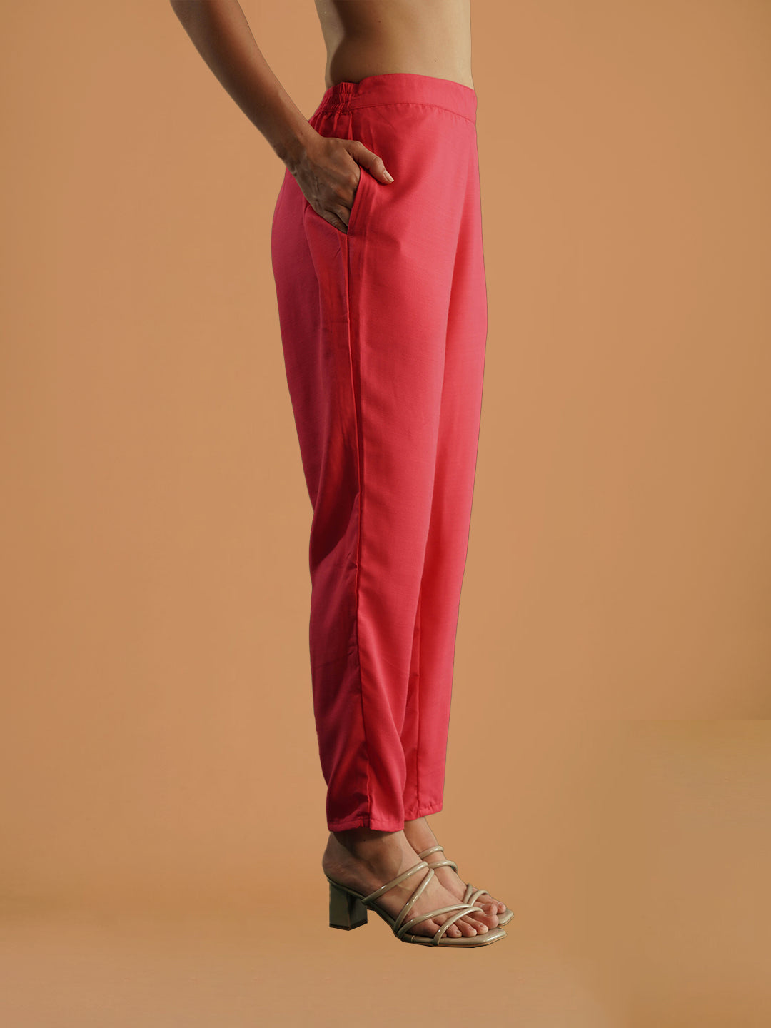 dhartii Fuchsia Pink Viscose Chanderi Embroidered Suit Set with Dupatta (3-Piece)