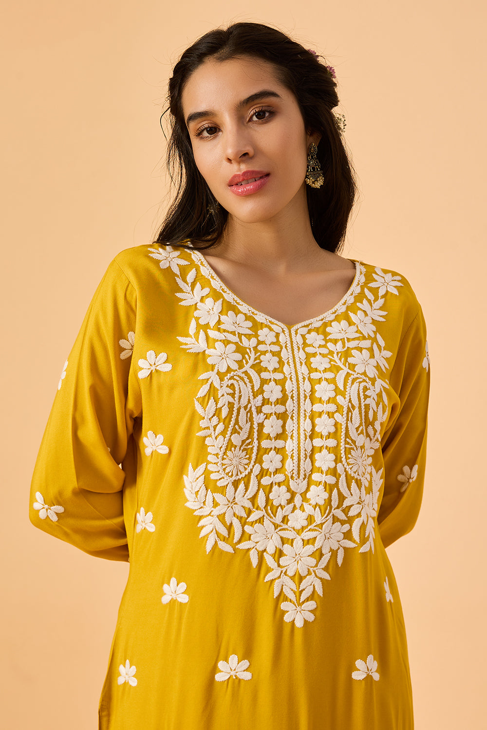 dhartii Yellow Bloom Ethnic Rayon Suit Set
