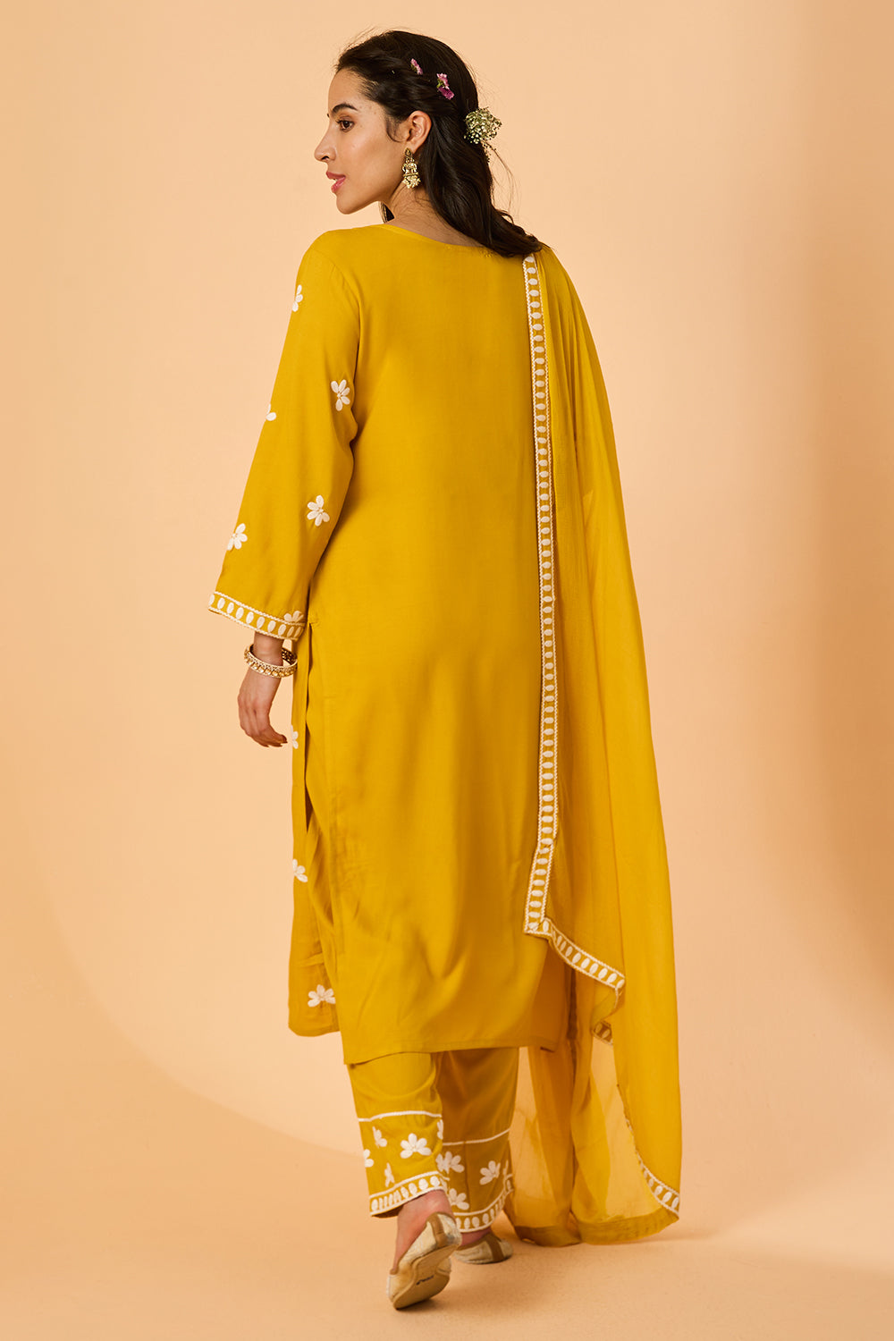 dhartii Yellow Bloom Ethnic Rayon Suit Set