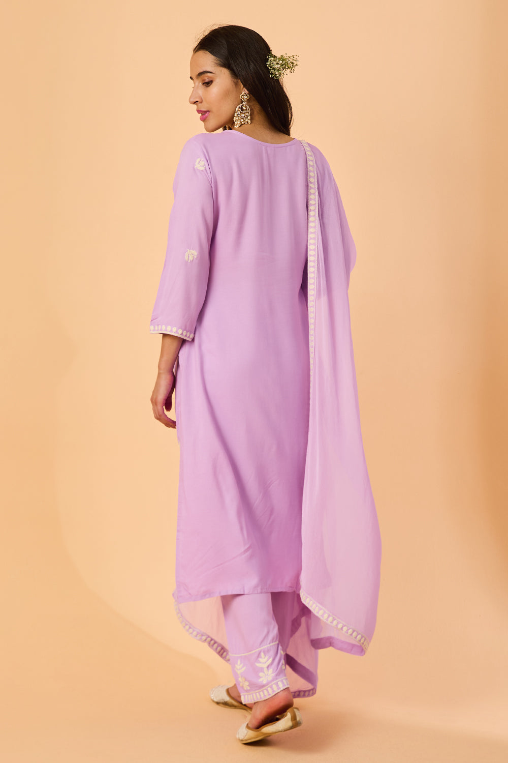dhartii Lavender Embroidered Rayon Suit Set