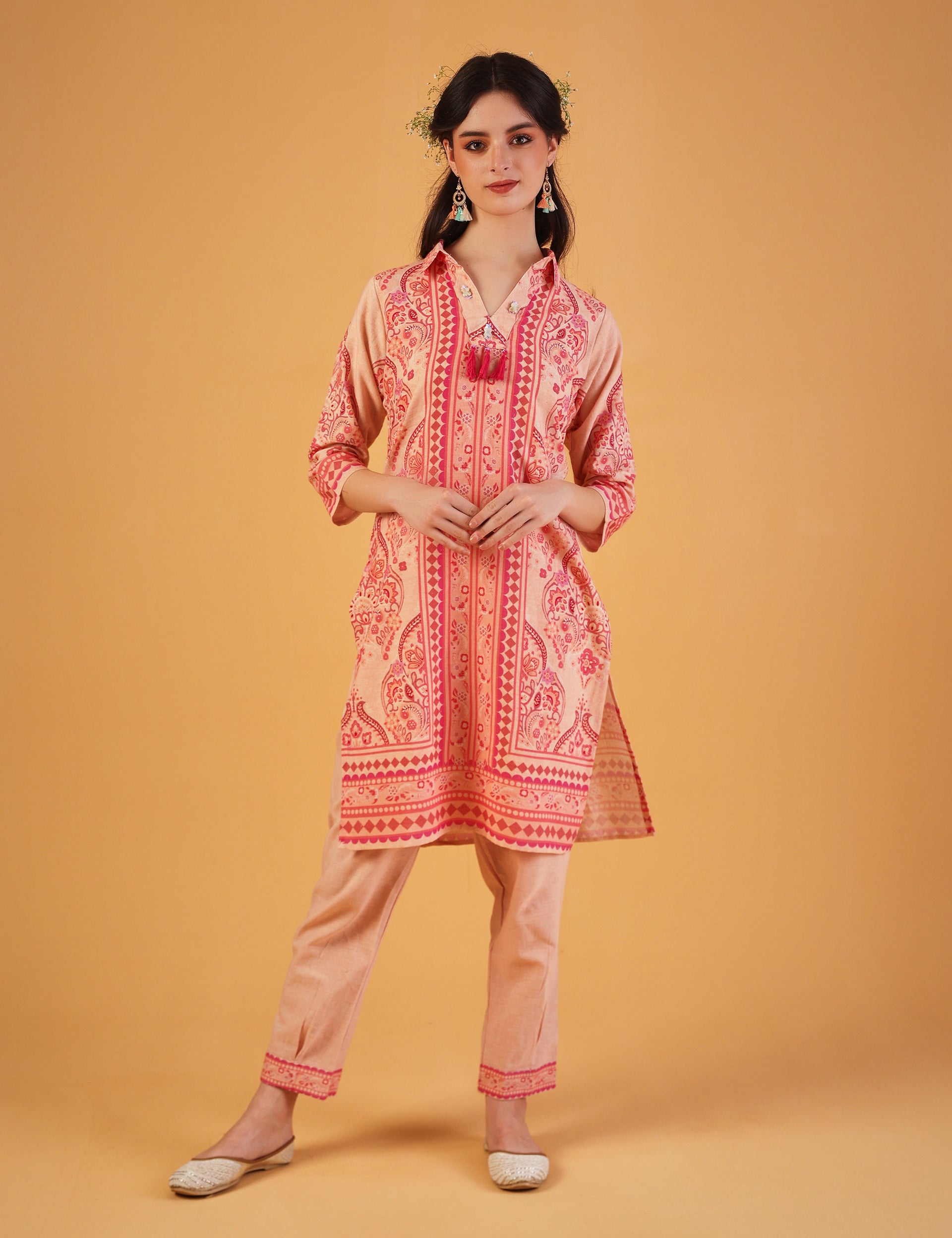 dhartii Peach Bloom Printed Ethnic Co-ord Set