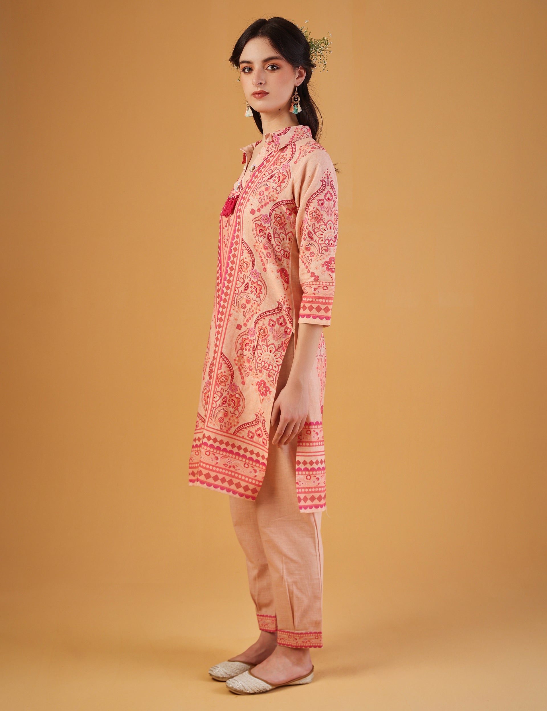 dhartii Peach Bloom Printed Ethnic Co-ord Set