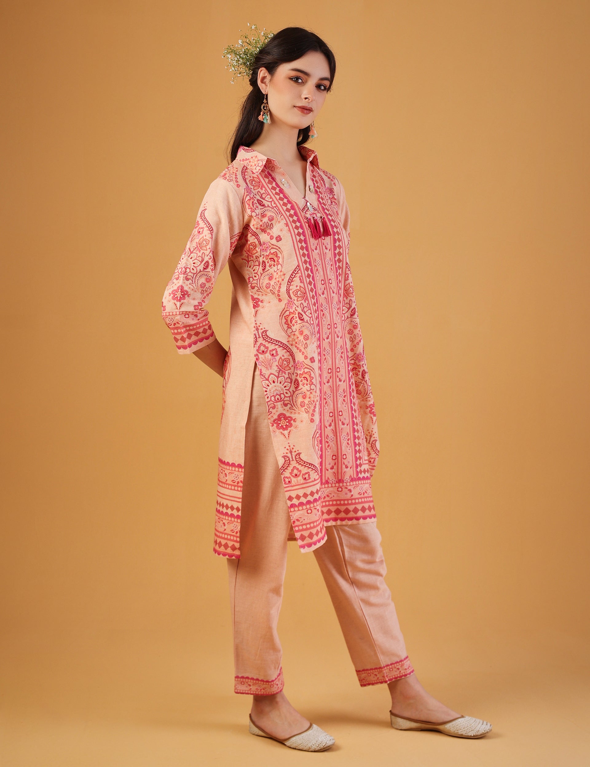 dhartii Peach Bloom Printed Ethnic Co-ord Set