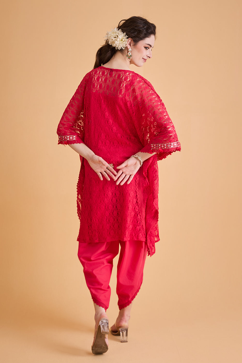 dhartii Pink Embroidered Fusion Kaftan Set