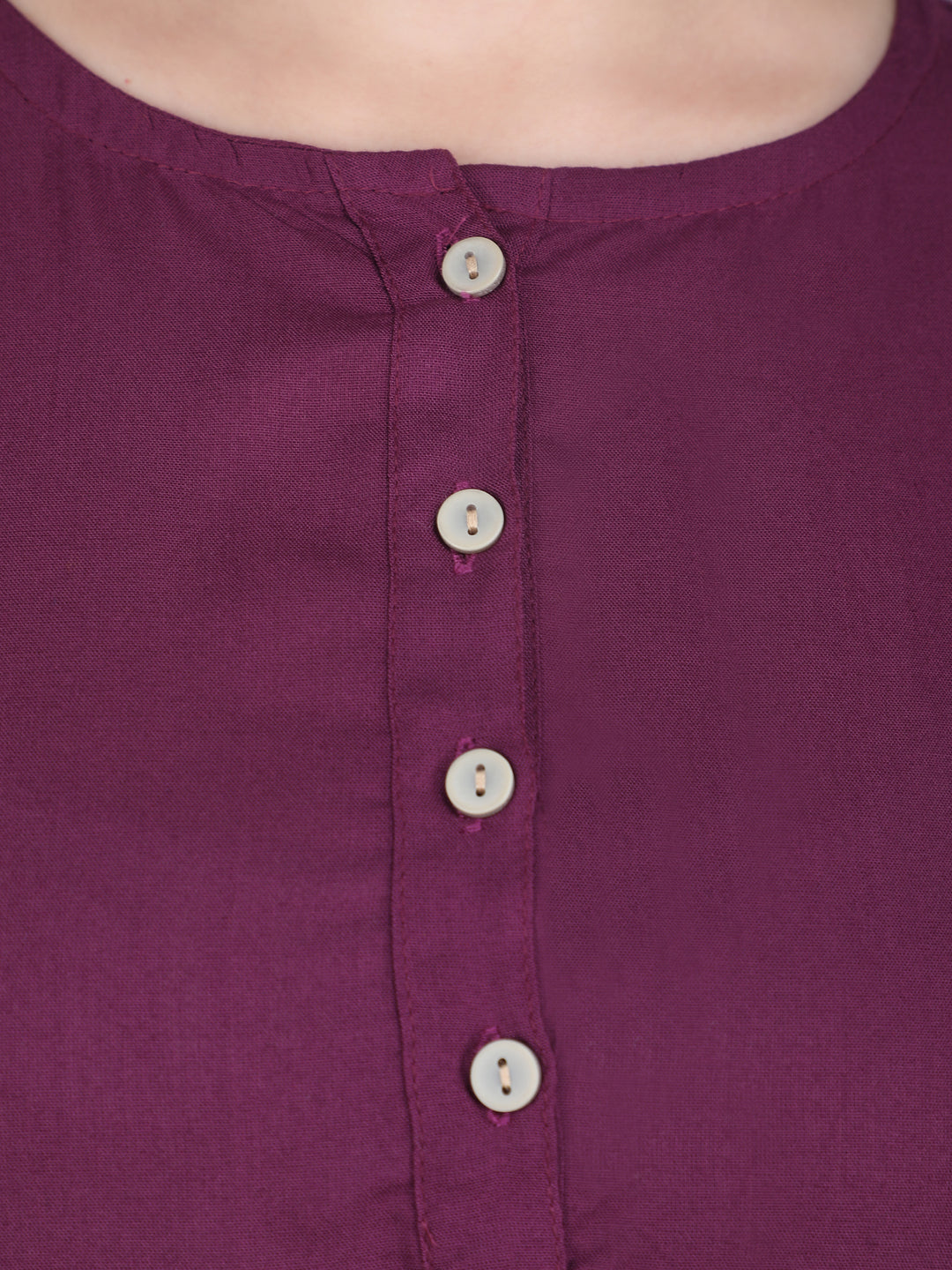 Purple Solid Straight Rayon Top