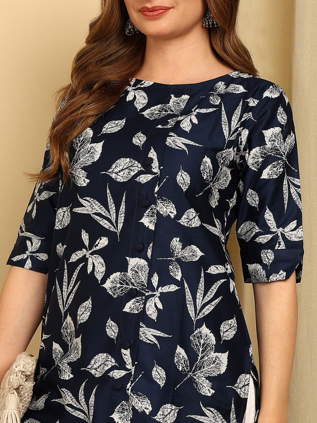 Indigo Blue Solid Cotton Blend Versatile Straight Kurta