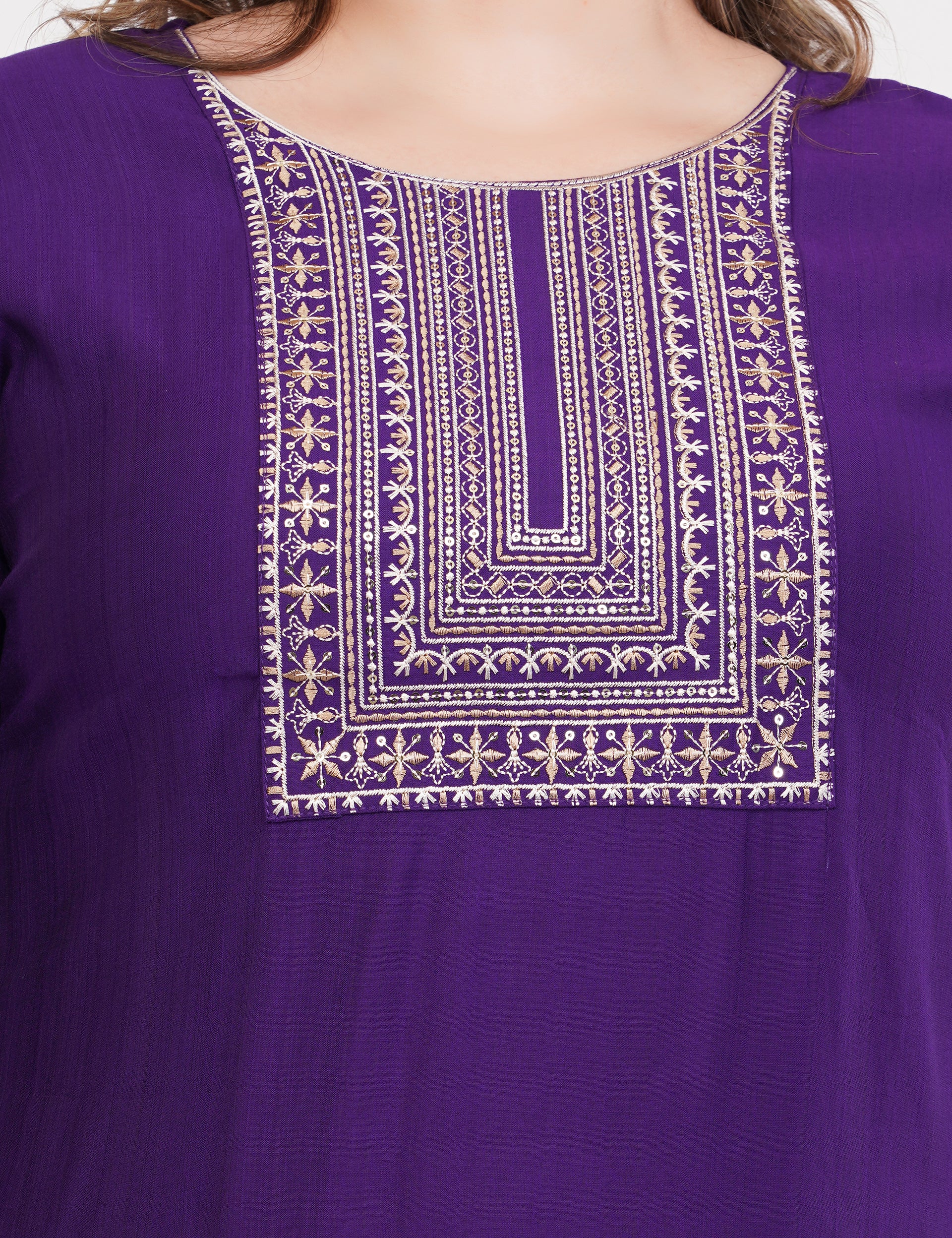 Purple Silk Straight Suit With Dupatta - Set Of 3