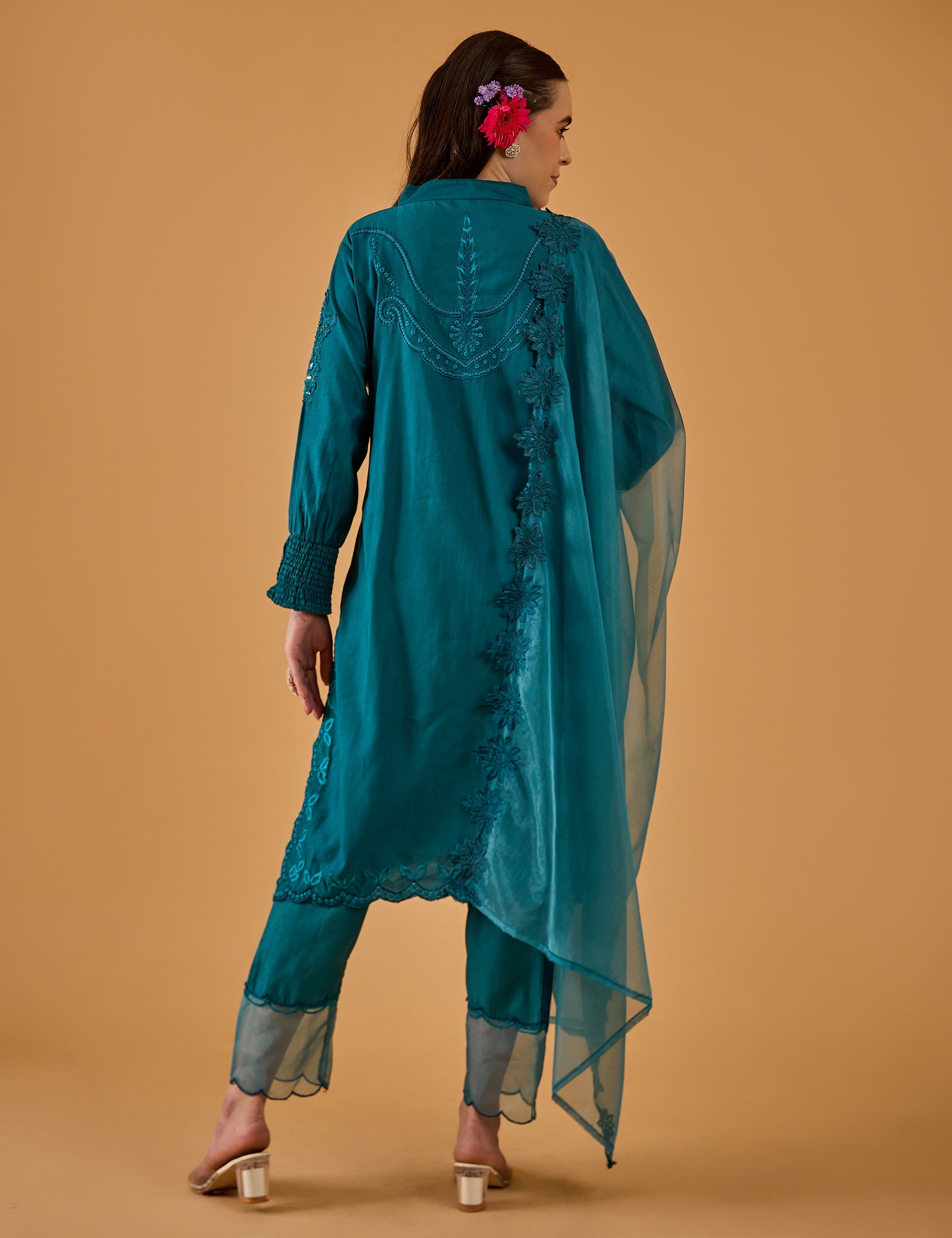 dhartii  Teal Blue Embroidered Suit Set